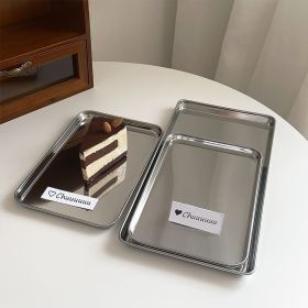 Stainless Steel Plate Rectangular Coffee Shop Cup And Tray Bread Cake Plate Desserts (Option: Small Size 23cm × 15cm-Default)