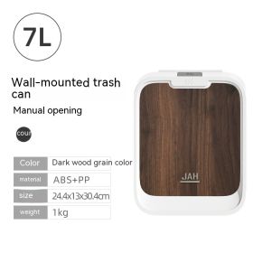 Light Luxury Kitchen Inductive Ashbin Wall Hanging Household Toilet With Lid Wood Grain Smart Hanging Storage (Option: 7L Deep Wood Grain Color)