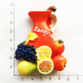 Food Tourism Commemorative Decorative Crafts Painted Magnetic Refridgerator Magnets (Option: Spanish Fruit Wine)