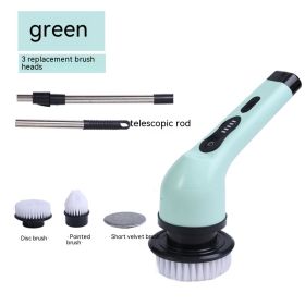 Dual-purpose Brush Handheld Strong Cleaning Gadget (Option: Green 3 Heads-English Manual)