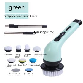 Dual-purpose Brush Handheld Strong Cleaning Gadget (Option: Green 9 Head-Chinese Manual)